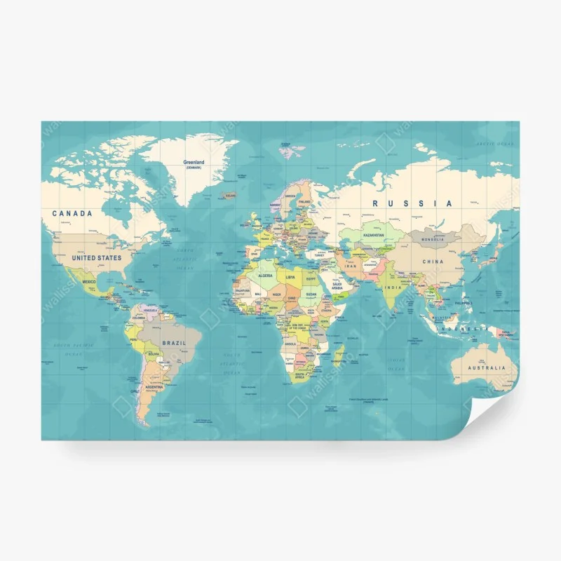Carta da parati mappa del mondo in stile pastello