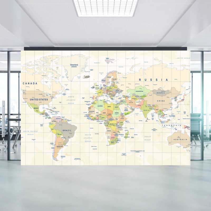 Carta da parati mappa dettagliata del mondo stile classico