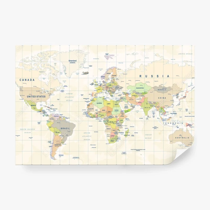 Carta da parati mappa dettagliata del mondo stile classico