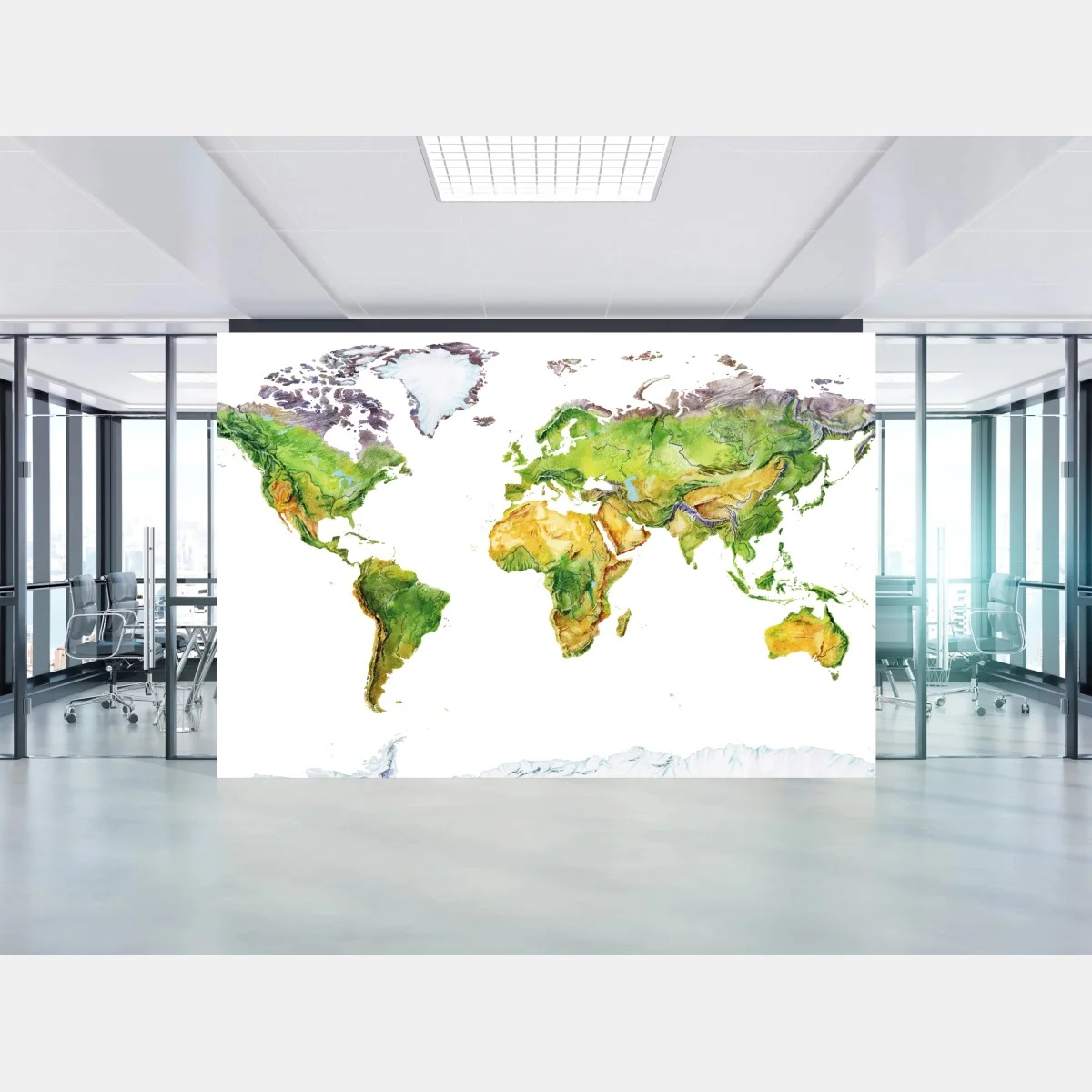 Carta da parati mappa fisica del mondo ad acquerello • Wallissimo® Carta da parati mappa fisica del mondo ad acquerello • Wallissimo®
