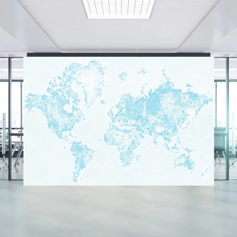 Wall mural turquoise halftone world map
