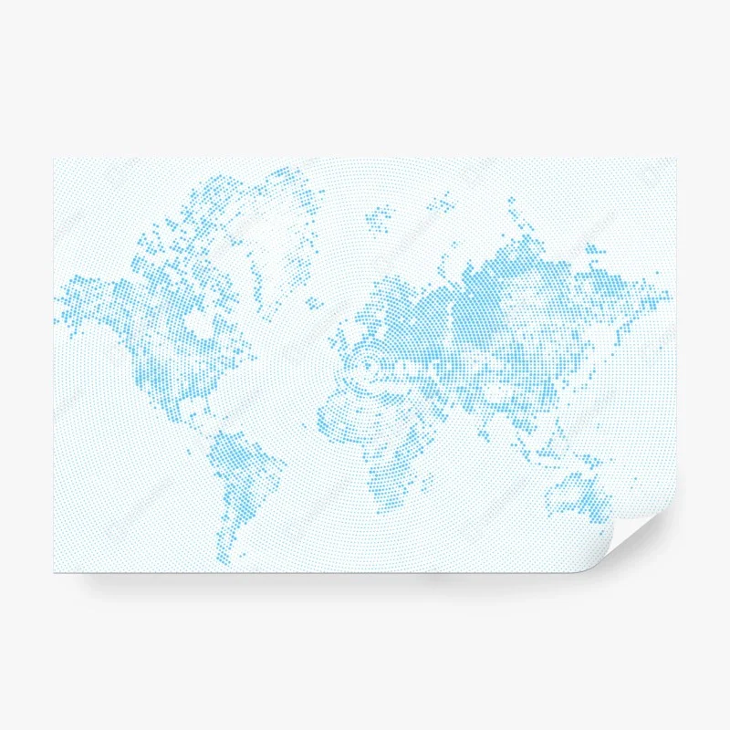 Wall mural turquoise halftone world map