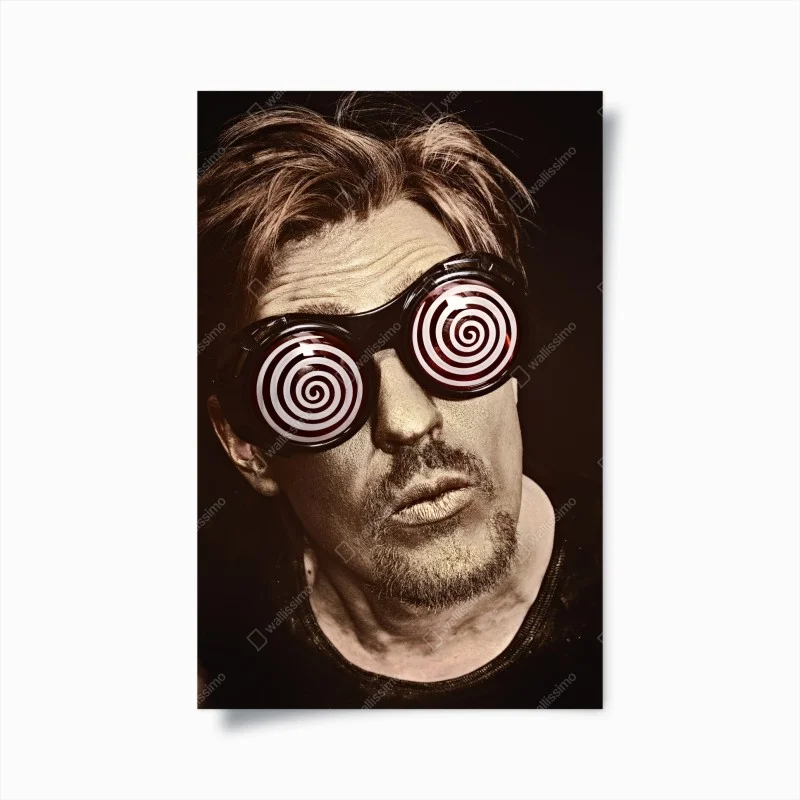 Poster ritratto ipnotico con occhiali psichedelici