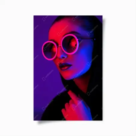 Poster ritratto neon rosa e blu • Wallissimo®