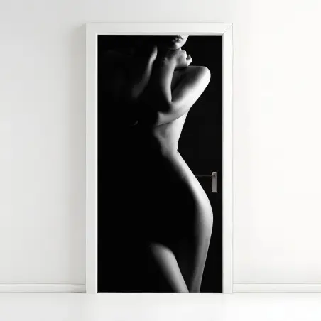 Adesivo per porta sagoma femminile in controluce • Wallissimo®