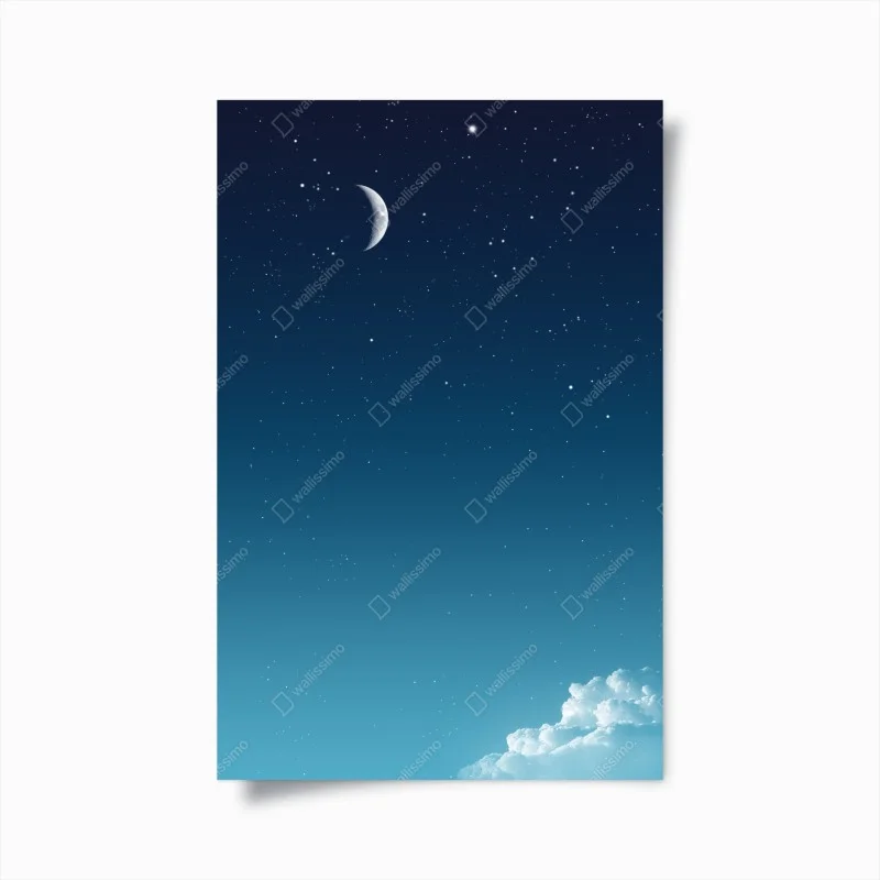 Poster luna crescente nel cielo stellato