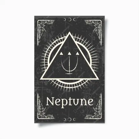 Poster emblema alchemico di Nettuno in stile vintage • Wallissimo®