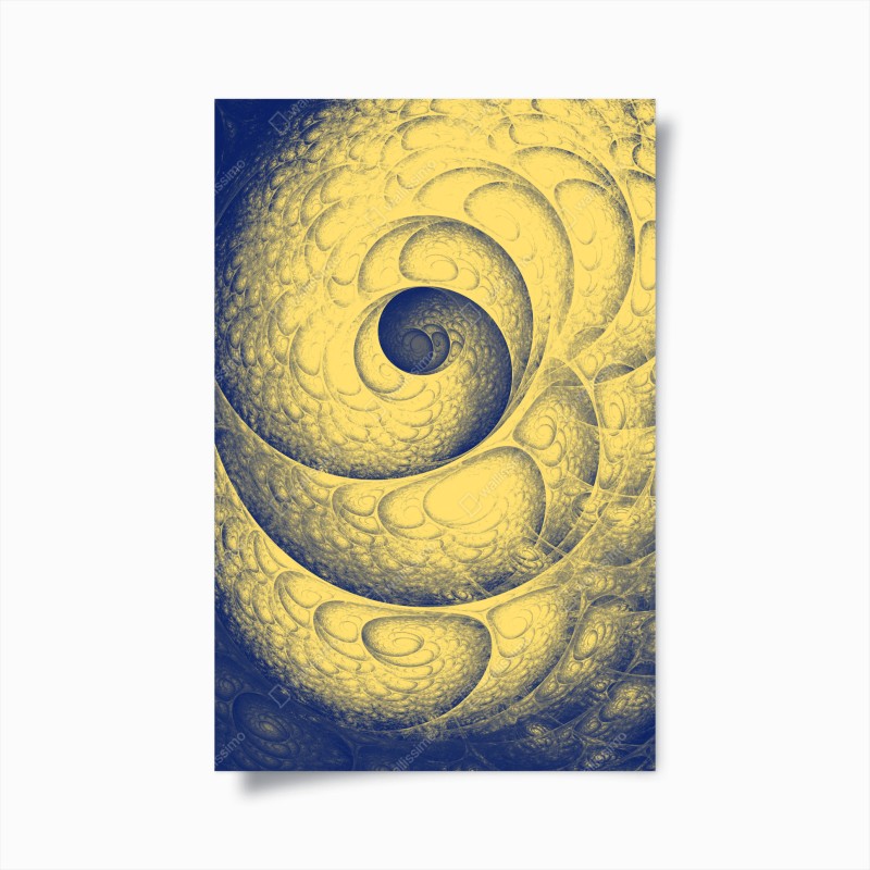Poster spirale frattale in giallo e blu