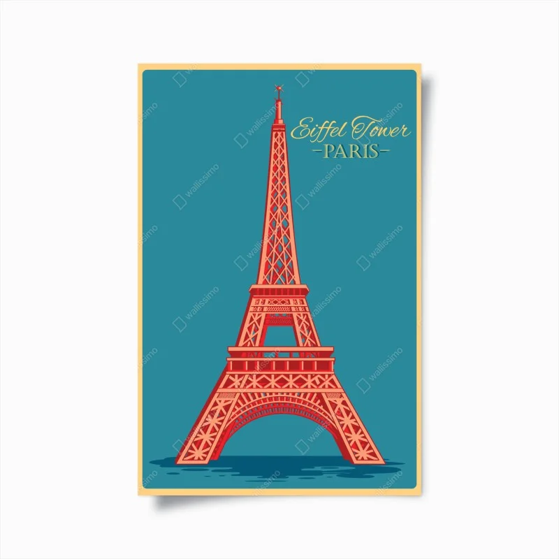 Poster iconica torre di Parigi in stile retrò