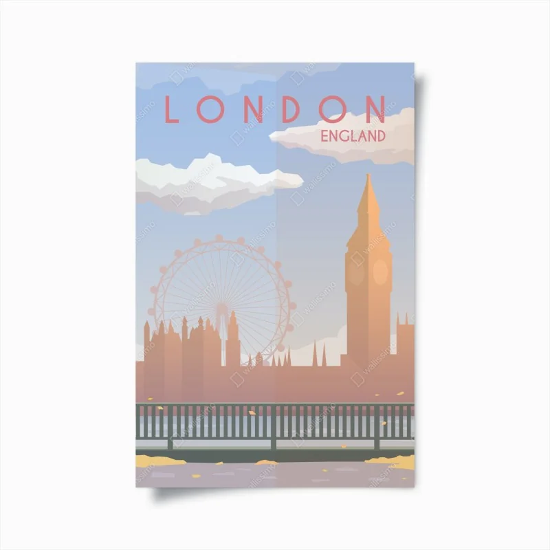Poster skyline di Londra al tramonto
