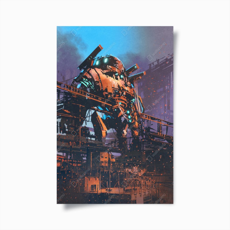 Poster il guardiano meccanico della fabbrica abbandonata