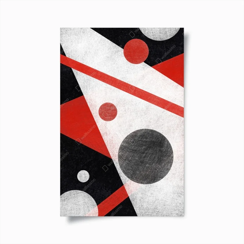 Poster composizione geometrica astratta rossa e nera