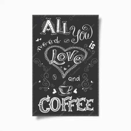 Poster amore e caffè in stile lavagna • Wallissimo®