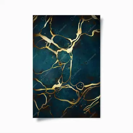 Poster eleganza astratta blu e oro • Wallissimo®
