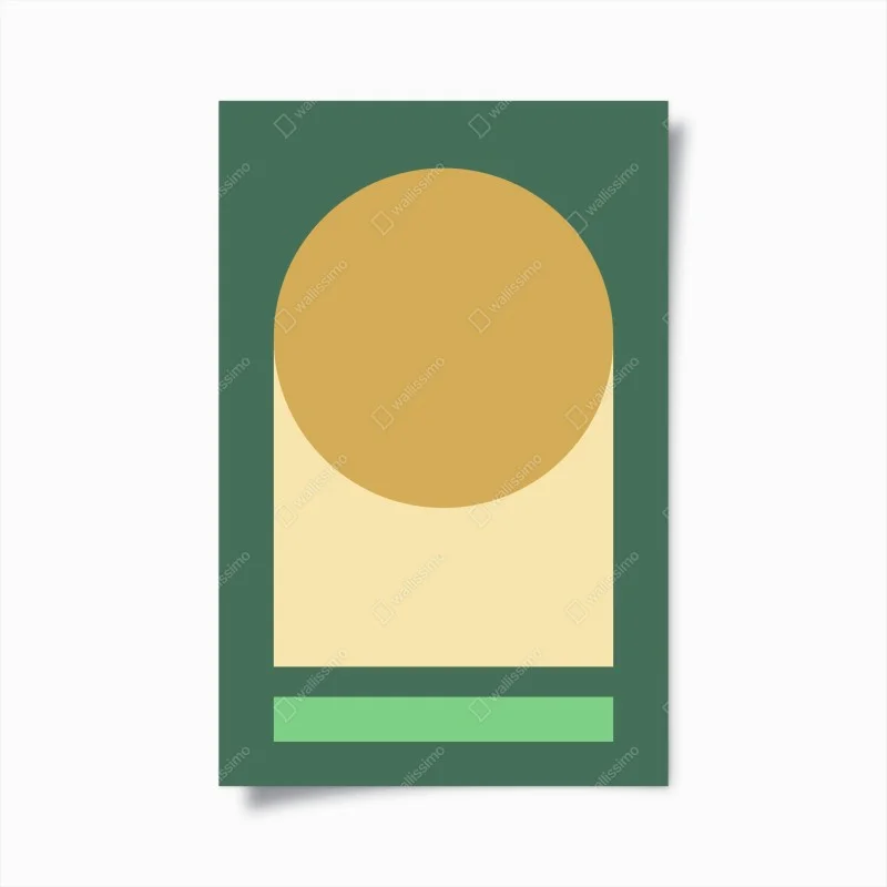 Poster composizione geometrica ocra e verde