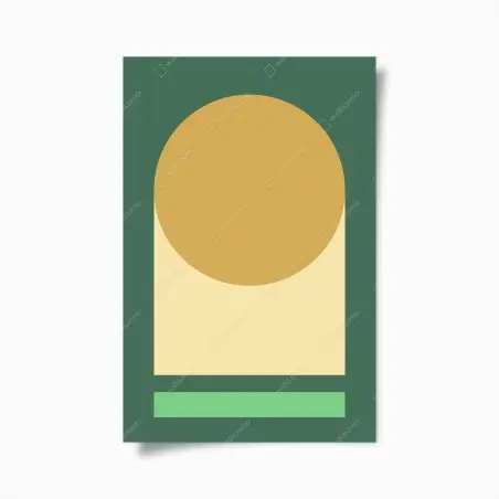 Poster composizione geometrica ocra e verde • Wallissimo®