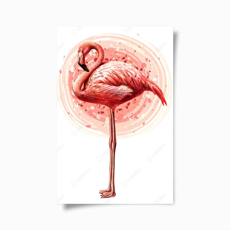 Poster fenicottero rosa su sfondo astratto