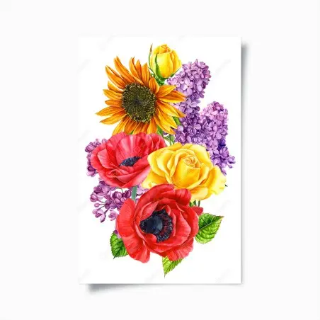 Poster bouquet floreale estivo dai colori vivaci • Wallissimo®