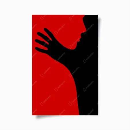 Poster silhouette romantica in rosso e nero • Wallissimo®