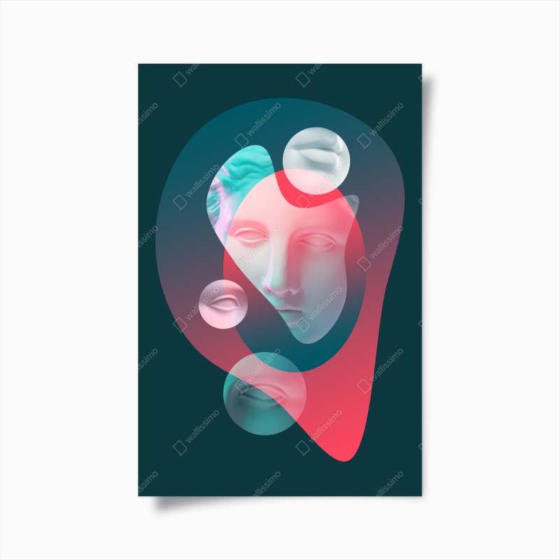 Poster volto classico onirico su sfondo astratto