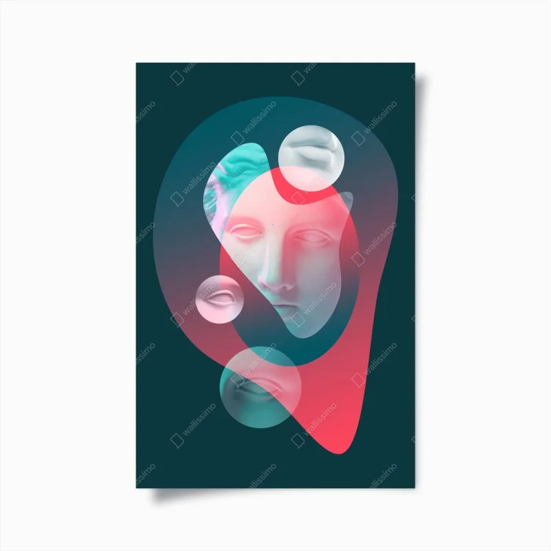 Poster volto classico onirico su sfondo astratto