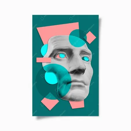 Poster volto classico in collage geometrico • Wallissimo®