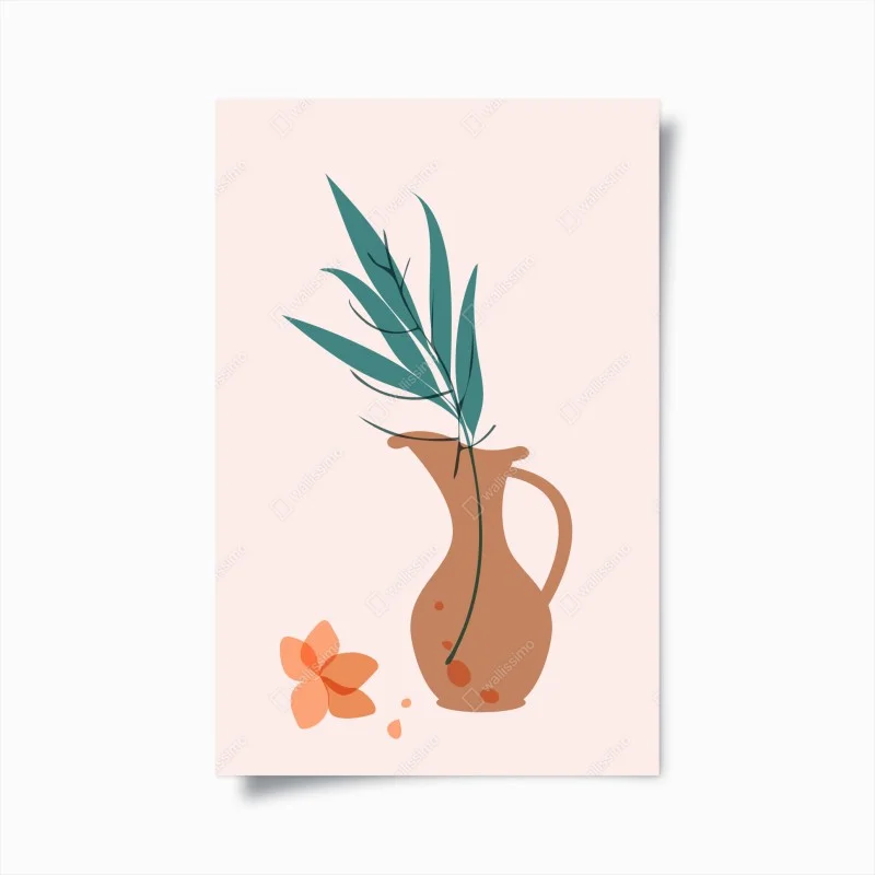 Poster composizione botanica in vaso di terracotta