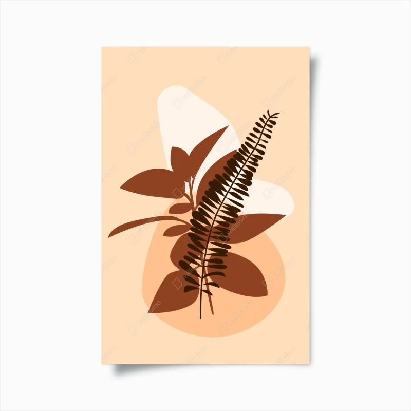 Poster composizione botanica astratta in toni terracotta