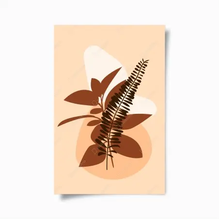 Poster composizione botanica astratta in toni terracotta • Wallissimo®