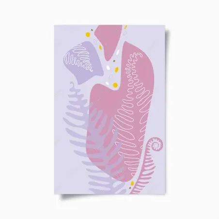 Poster fogliame astratto in toni pastello • Wallissimo®