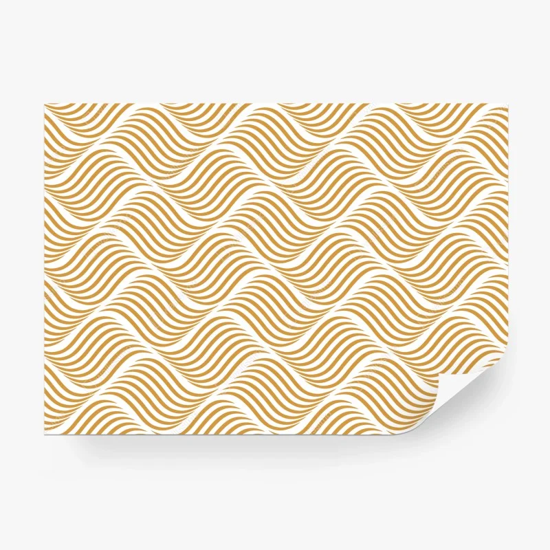 Carta da parati onde dorate su sfondo bianco