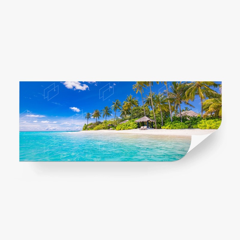 Carta da parati paradiso tropicale con palme e mare turchese