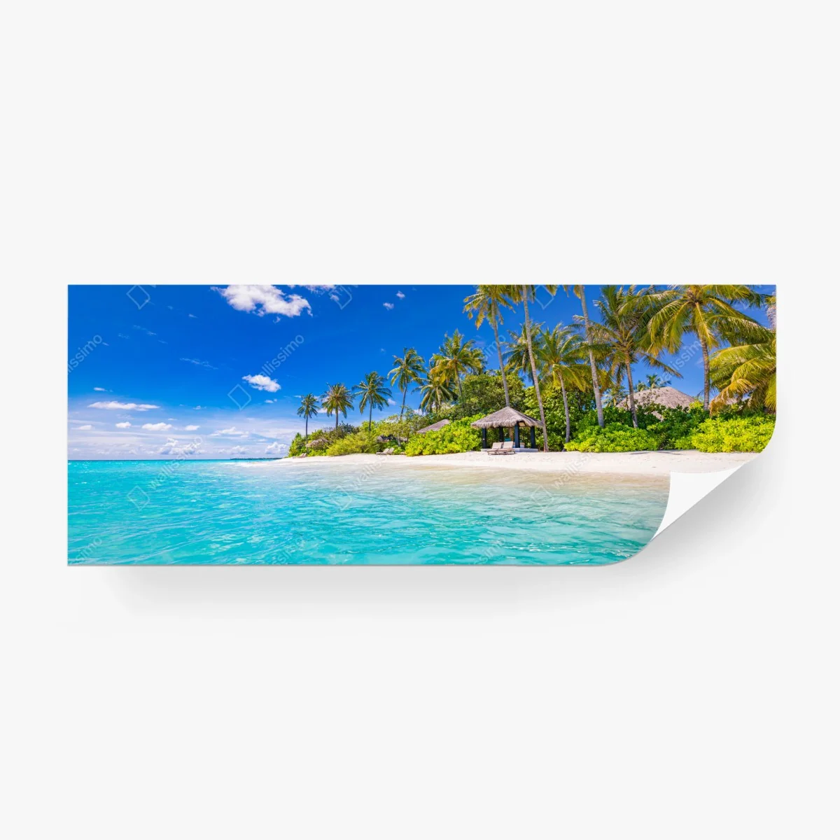 Carta da parati paradiso tropicale con palme e mare turchese • Wallissimo®