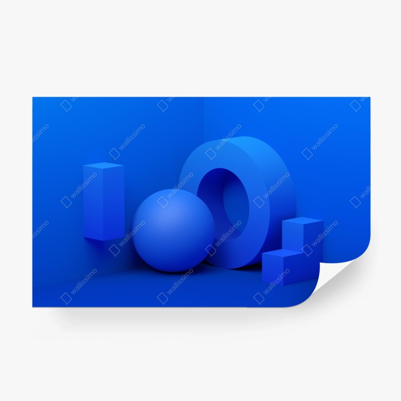 Carta da parati composizione geometrica blu minimalista