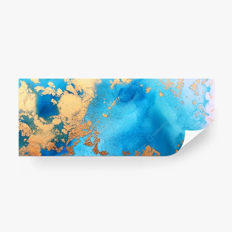 Carta da parati onda astratta in blu e oro