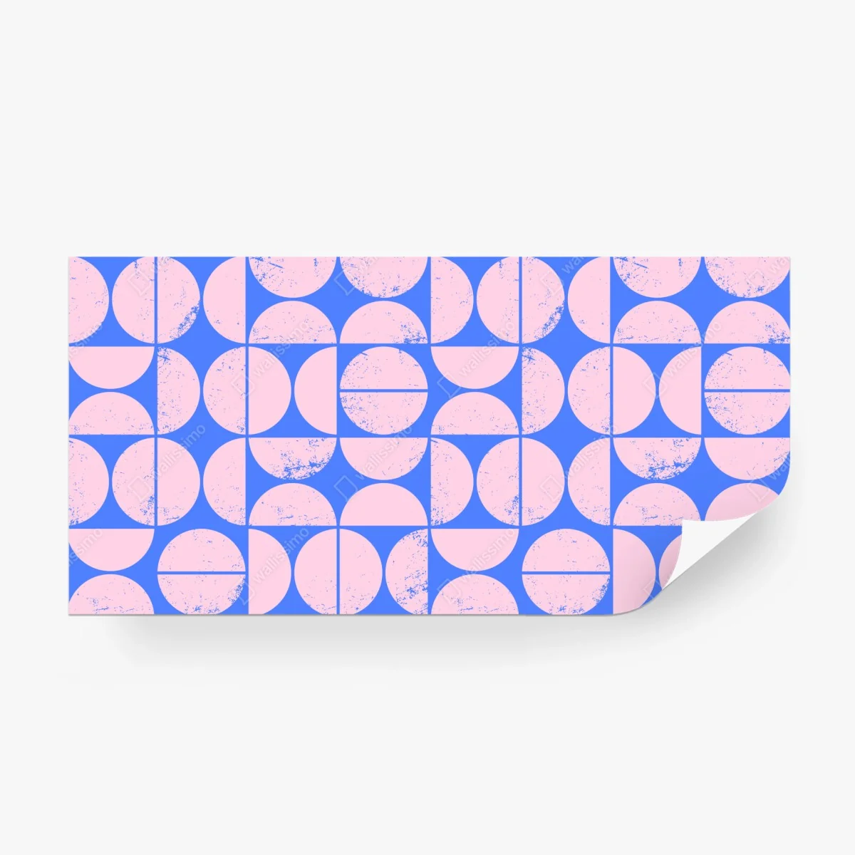 Carta da parati motivo geometrico rosa e blu con effetto vintage • Wallissimo® Carta da parati motivo geometrico rosa e blu con effetto vintage • Wallissimo®