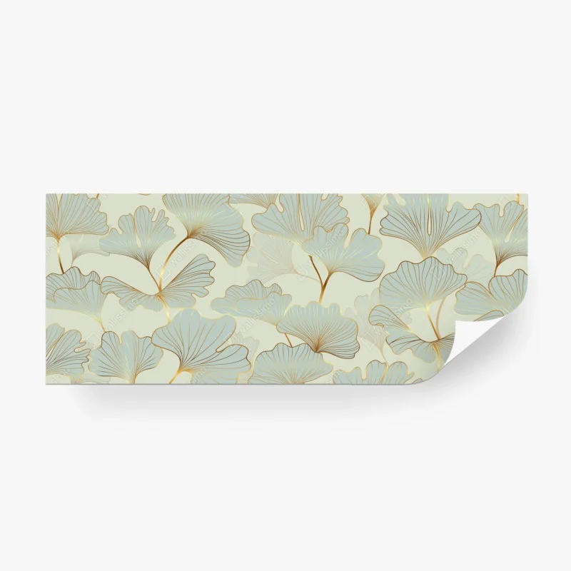 Carta da parati motivo elegante di foglie di ginkgo con dettagli dorati