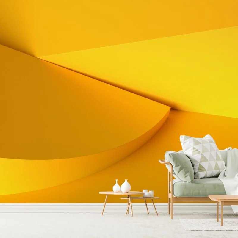 Carta da parati composizione geometrica gialla minimalista