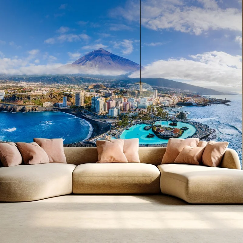 Carta da parati panorama costiero di Tenerife con il Teide