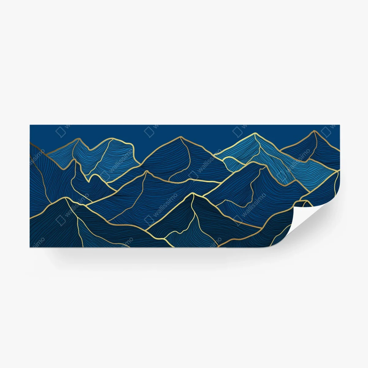 Carta da parati montagne dorate su sfondo blu • Wallissimo®