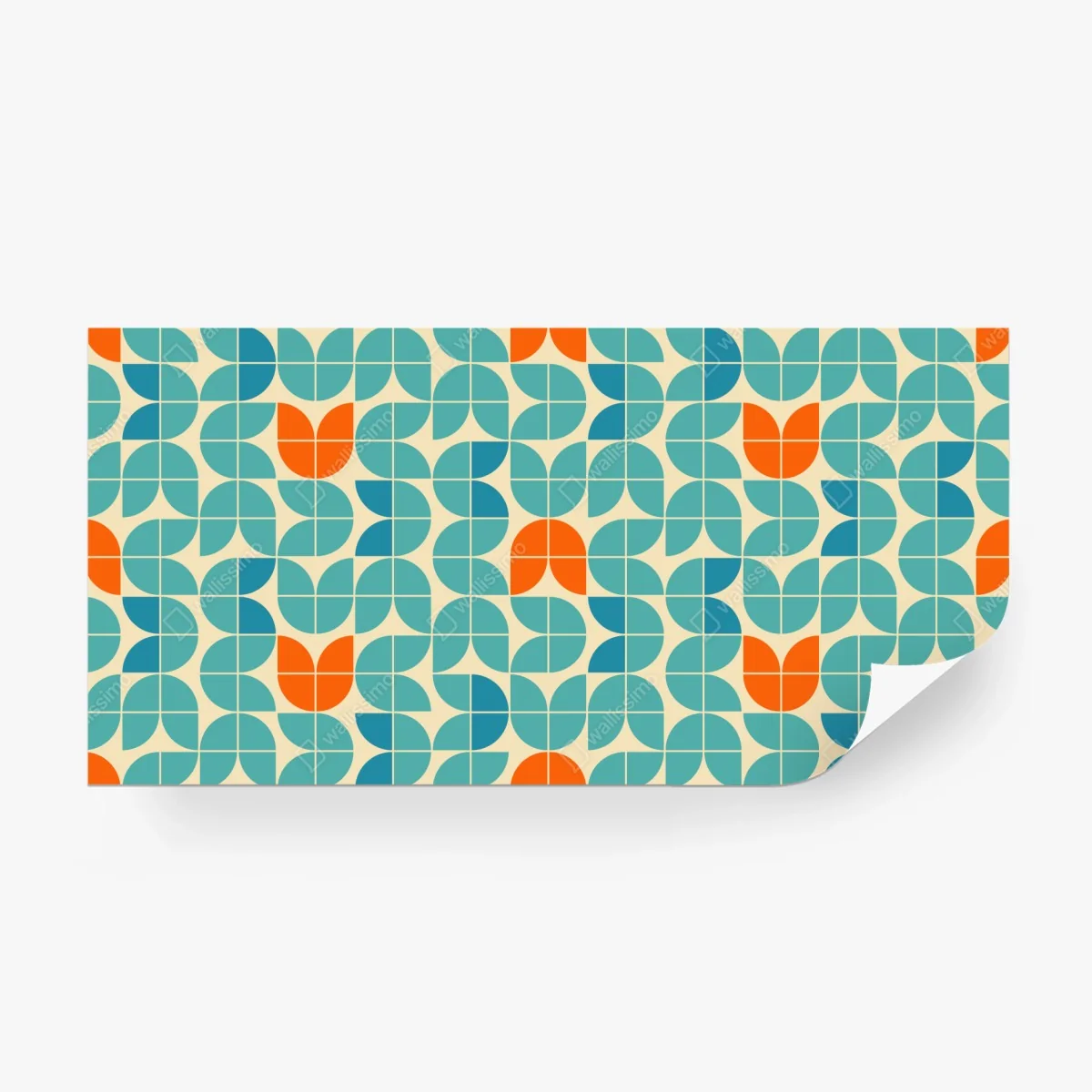 Carta da parati motivo geometrico retrò con tulipani stilizzati • Wallissimo®