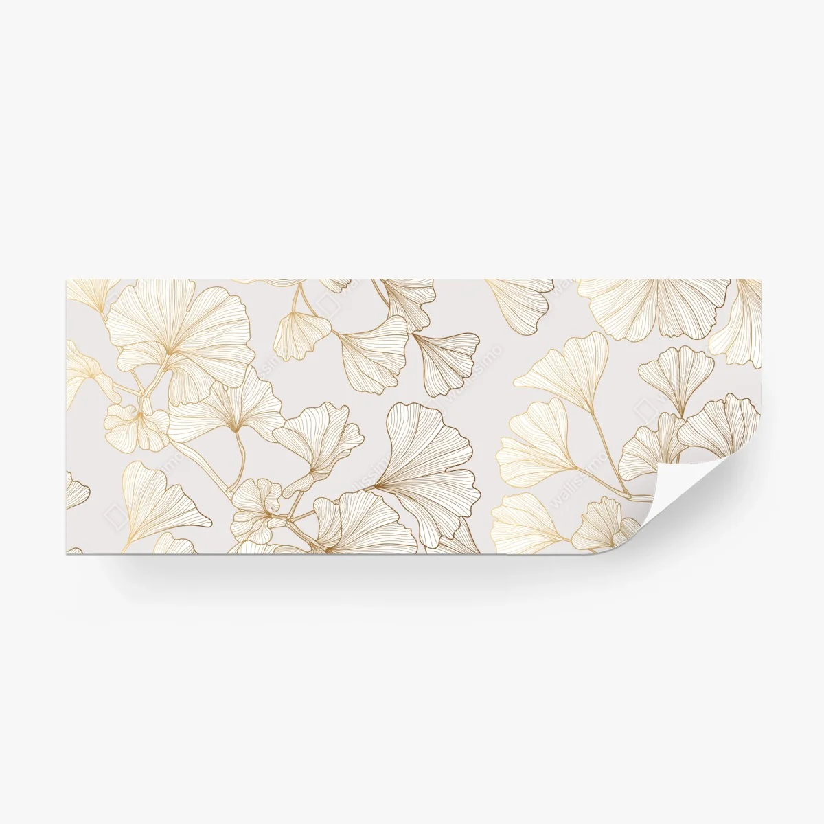 Carta da parati foglie di ginkgo dorate su fondo chiaro • Wallissimo® Carta da parati foglie di ginkgo dorate su fondo chiaro • Wallissimo®