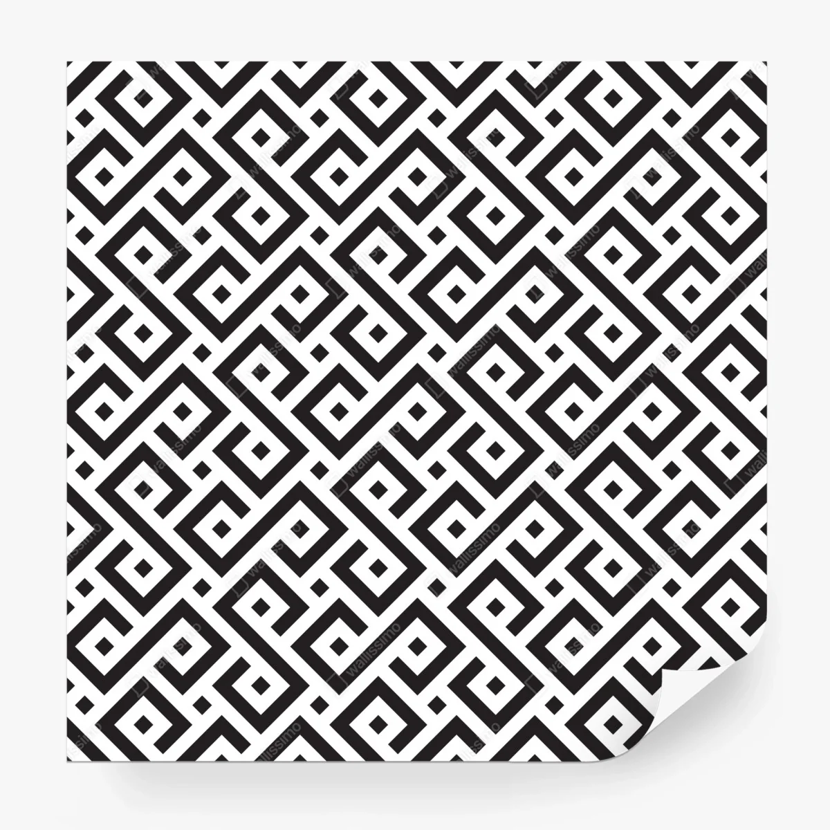 Carta da parati motivo geometrico labirintico in bianco e nero • Wallissimo® Carta da parati motivo geometrico labirintico in bianco e nero • Wallissimo®