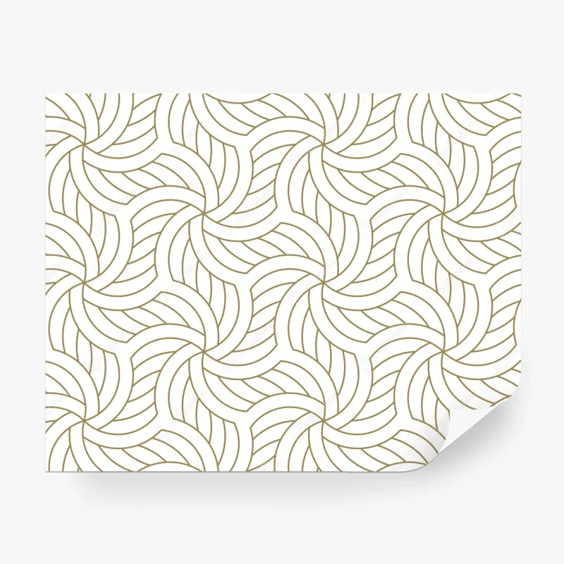 Carta da parati motivo geometrico dorato su sfondo bianco