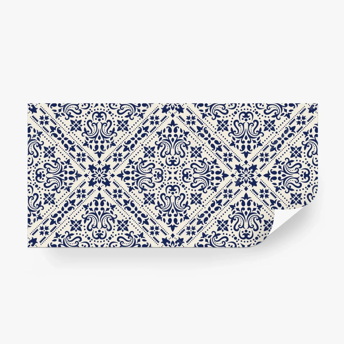 Carta da parati motivo damascato blu navy su sfondo crema • Wallissimo® Carta da parati motivo damascato blu navy su sfondo crema • Wallissimo®