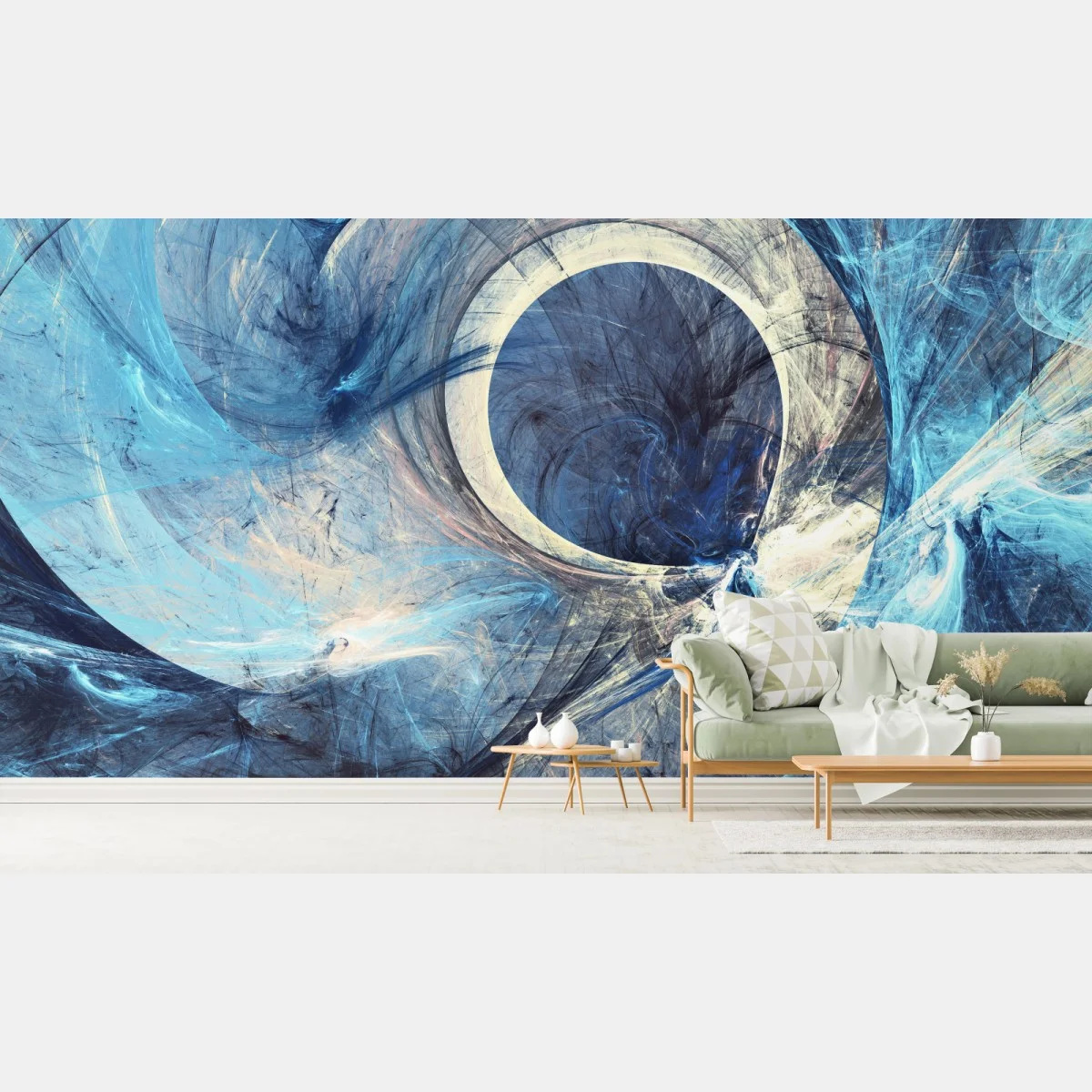 Carta da parati vortice frattale blu - composizione astratta dinamica • Wallissimo® Carta da parati vortice frattale blu - composizione astratta dinamica • Wallissimo®