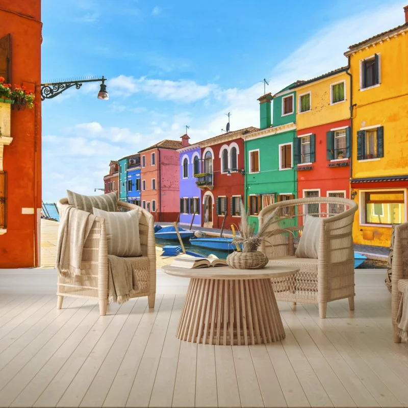 Carta da parati incantevole scorcio colorato di Burano