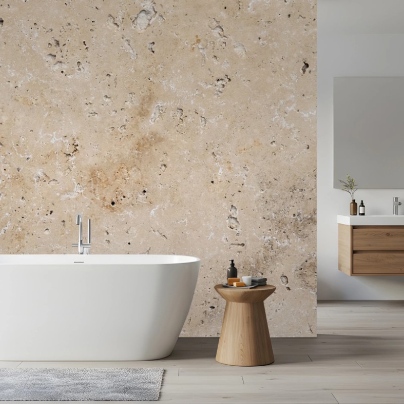 Carta da parati texture di travertino beige naturale