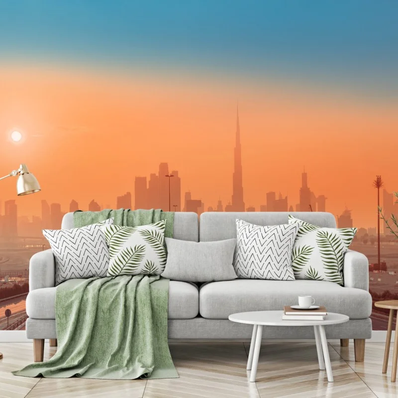 Carta da parati skyline di Dubai al tramonto