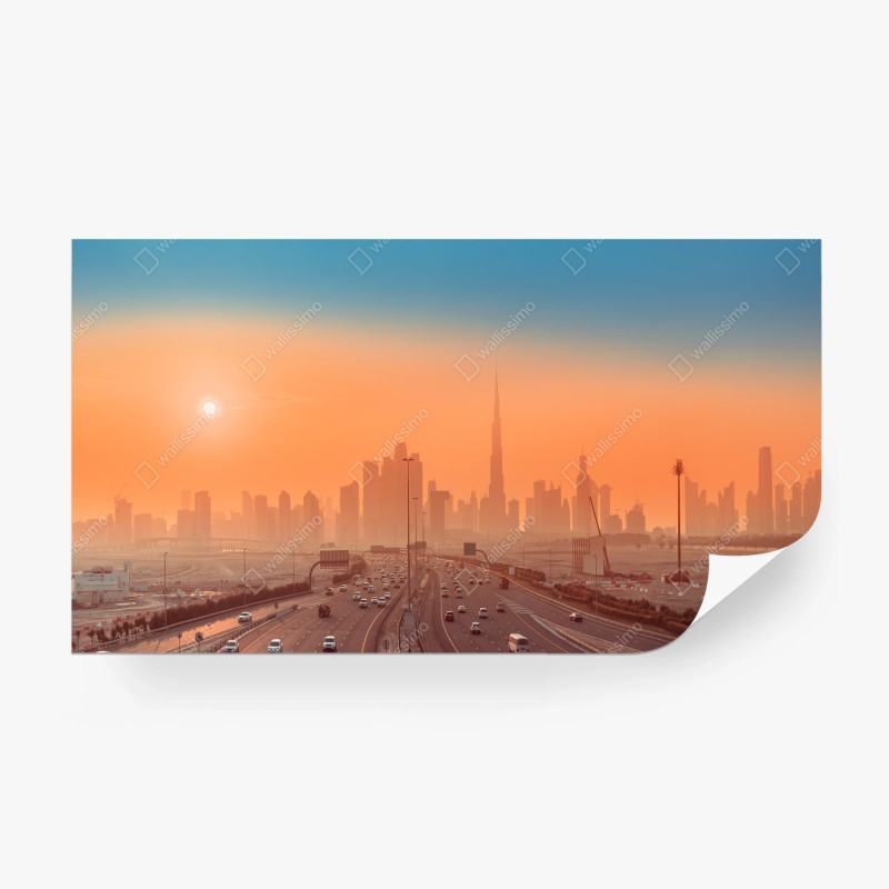 Carta da parati skyline di Dubai al tramonto